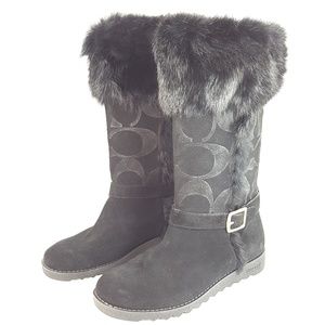 Coach DEEANN Signature Embossed Fur Boots